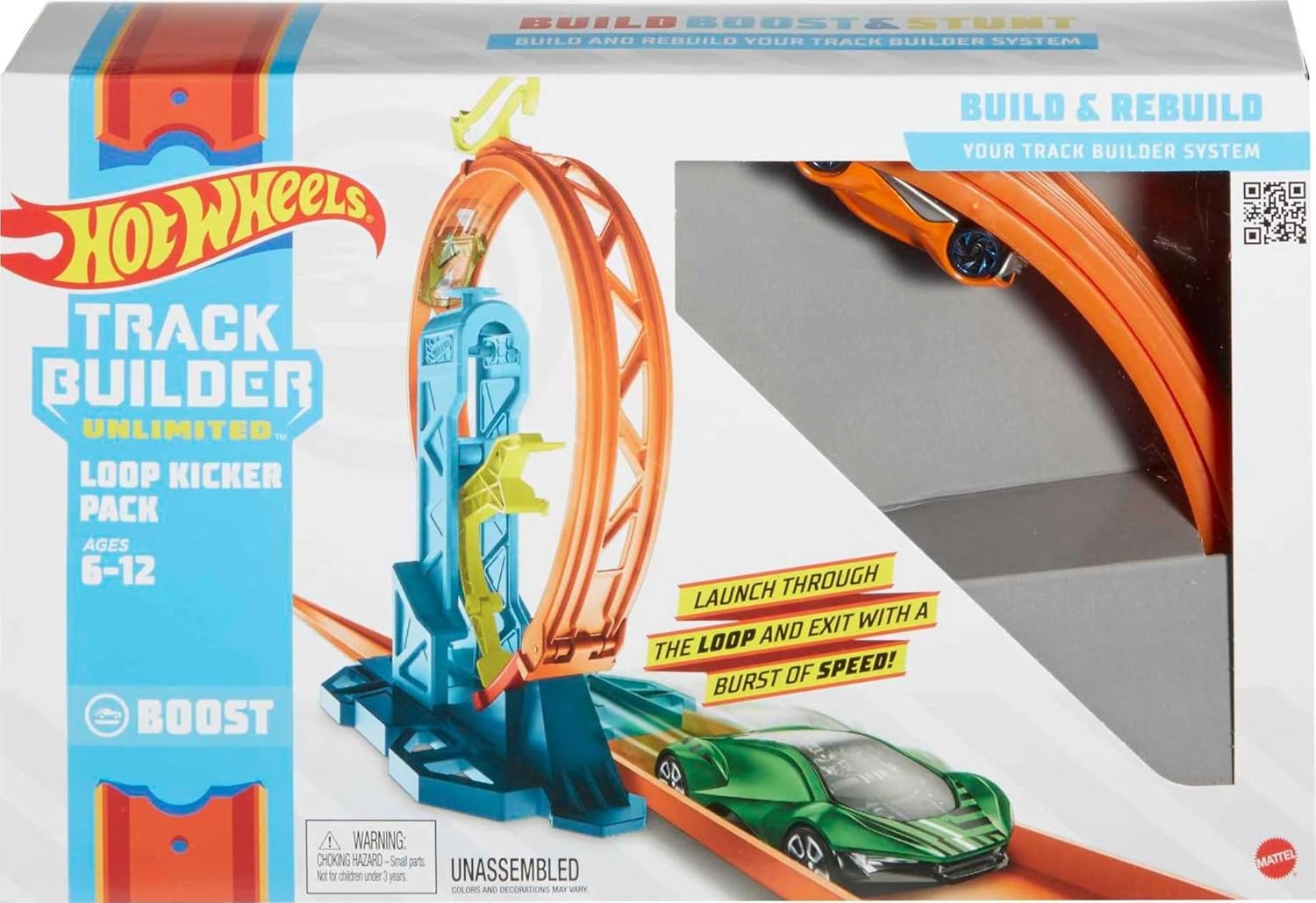 Hot Wheels Track Builder Unlimited Fuel Can Stunt Box - 14 Track Pieces, Storage Case & 1:64 Scale Car Included